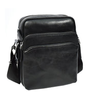 Mens Real Leather Cross Body Bag Small Size Messenger Business Travel Organiser Pouch Baggi Black