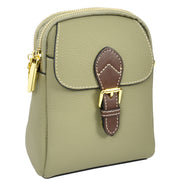 Leather Crossbody Bag, Women's Small Organiser Pouch, Multiple Pockets, Adjustable Shoulder Strap Miley Mint Green