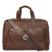 Real Leather Travel Holdall Mid Size Weekend Carry on Overnight Bag A008 Rust Brown