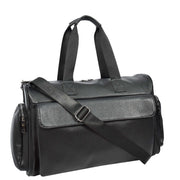 Genuine Leather Travel Holdall Weekend Duffle Bag Kitbag Black