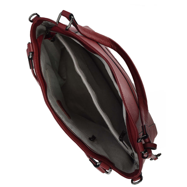 Genuine Leather Shoulder Bag Large Casual Fashion Hobo Handbag for Women A825 Red-4
