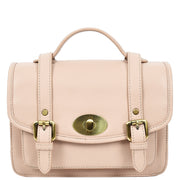 Woman's Leather Crossbody Satchel Handbag, Top Handle Purse with Gold Hardware Fallon