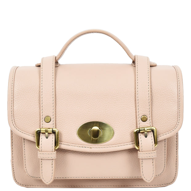 Woman's Leather Crossbody Satchel Handbag, Top Handle Purse with Gold Hardware Fallon