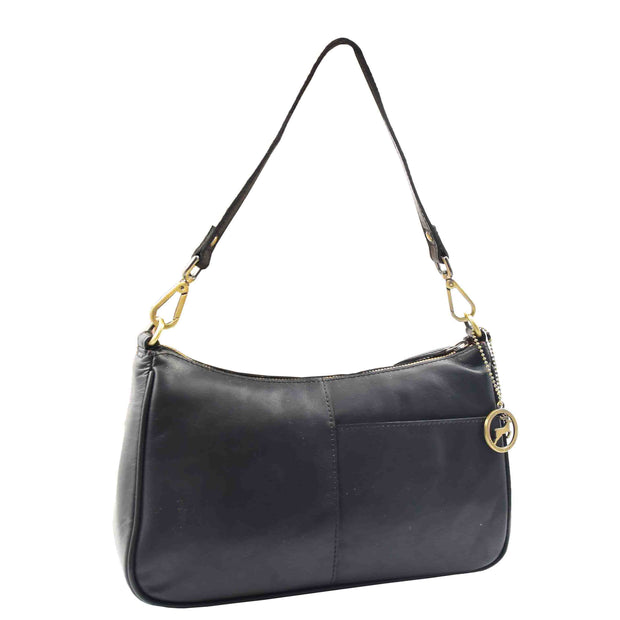 Womens Detachable Straps Leather Shoulder Bag ELLA Black 5