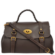 Womens Leather Handbag Top Handle Satchel with Braided Handle Casual Fashion Bag Swag Brown