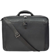 Genuine Leather Briefcase Style Large Multi-Pocket Business Travel Work Office Bag A512 Black