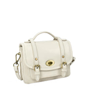 Leather Mini Crossbody Handbag For Womens, Top Handle Satchel Purse with Gold Hardware Trinket