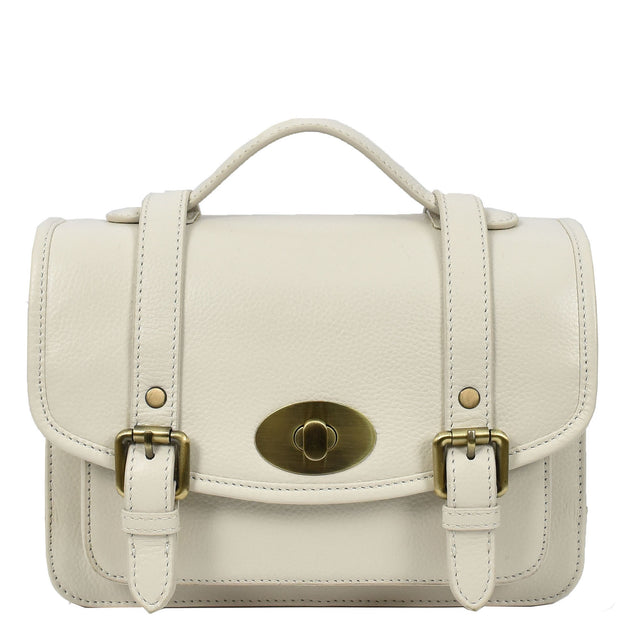 Woman's Leather Crossbody Satchel Handbag, Top Handle Purse with Gold Hardware Fallon