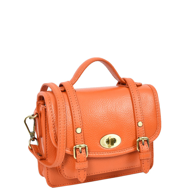 Leather Mini Crossbody Handbag For Womens, Top Handle Satchel Purse with Gold Hardware Trinket