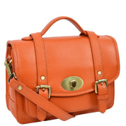 Woman's Leather Crossbody Satchel Handbag, Top Handle Purse with Gold Hardware Fallon