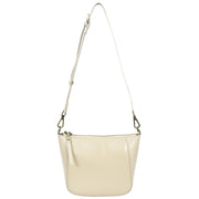 Womens Genuine Leather Cross Body Bag Small Zip Top Sling Handbag Liv White