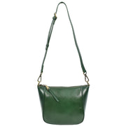 Womens Genuine Leather Cross Body Bag Small Zip Top Sling Handbag Liv Green
