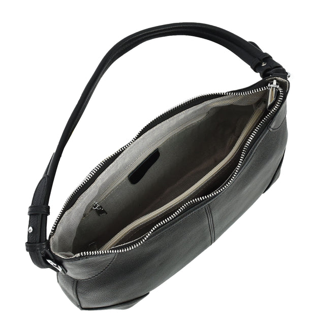 Womens Real Leather Shoulder Bag Classic Outgoing Fashion Cross Body Style Kerry Black