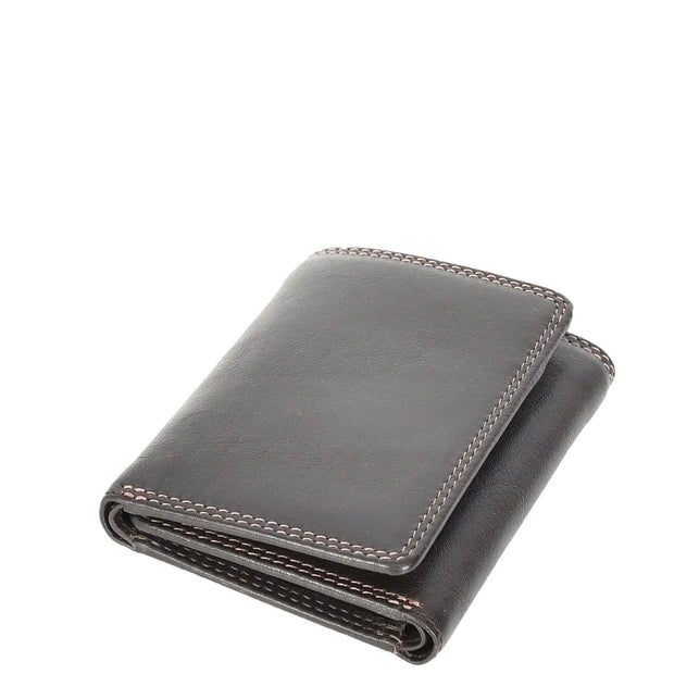 Mens Leather Trifold Wallet Slim with RFID Blocking ID Window Multiple Card Slots Gift Boxed - John Brown