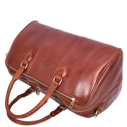 Premium Leather Holdall Carry-on Size Weekender Sports Travel Duffle Bag A47 Tan