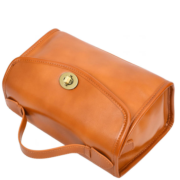 Womens Smooth Leather Crossbody Bag Casual Outgoing Top Handle Handbag A029 Tan-6