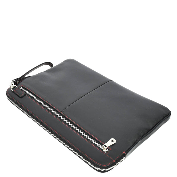 Real Leather Slim Laptop Sleeves Case 15inch Document Folder Organiser Folio Bag A1041 Black