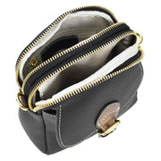 Leather Crossbody Bag, Women's Small Organiser Pouch, Multiple Pockets, Adjustable Shoulder Strap Miley Black