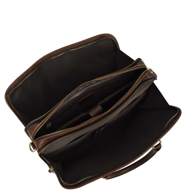Real Leather Briefcase Multi Pockets Laptop Carrier Business Office Bag AG5A Rust Brown