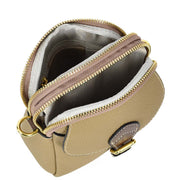 Leather Crossbody Bag, Women's Small Organiser Pouch, Multiple Pockets, Adjustable Shoulder Strap Miley Brown