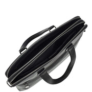 Real Leather Laptop Briefcase For Business Work Crossbody Style Bag A977 Black