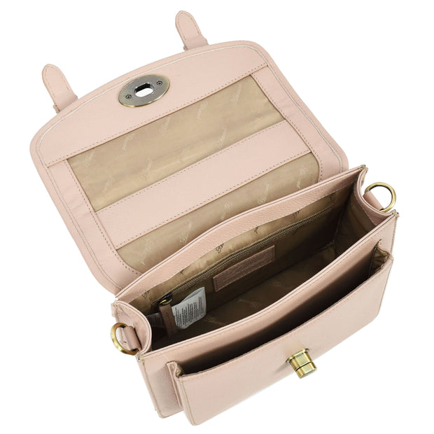 Woman's Leather Crossbody Satchel Handbag, Top Handle Purse with Gold Hardware Fallon