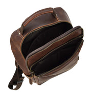 Real Leather Backpack Laptop USB Port Multiple Pockets Rucksack A176 Rust Brown