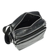 Mens Real Leather Cross Body Bag Small Size Messenger Business Travel Organiser Pouch Baggi Black