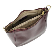Womens Genuine Leather Cross Body Bag Small Zip Top Sling Handbag Liv Burgundy