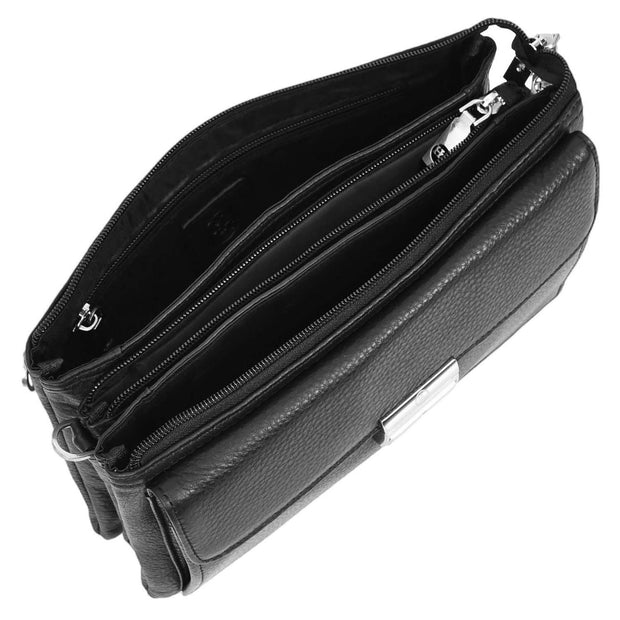 Genuine Leather Mens Wrist Clutch Bag Money Travel Organiser A302 Black