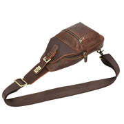 Trendy Real Leather Crossbody Bag Chest Pack Sling Bag Travel organiser for Men A095 Rust Brown