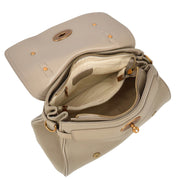 Womens Leather Handbag Top Handle Satchel with Braided Handle Casual Fashion Bag Swag Beige