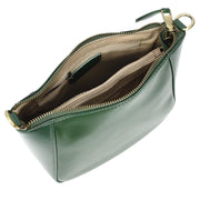 Womens Genuine Leather Cross Body Bag Small Zip Top Sling Handbag Liv Green