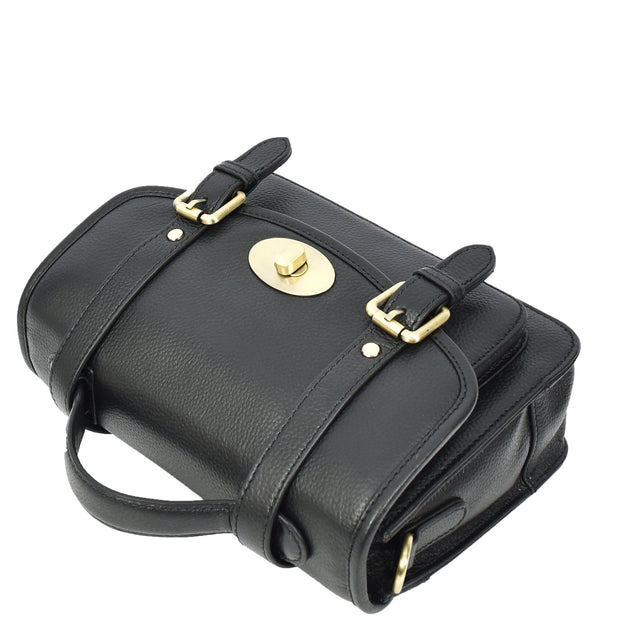 Woman's Leather Crossbody Satchel Handbag, Top Handle Purse with Gold Hardware Fallon
