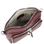 Womens Leather Crossbody Bag Multi-Pocket Shoulder Handbag Slim Sling Messenger June Burgundy