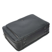 Genuine Leather Briefcase Style Large Multi-Pocket Business Travel Work Office Bag A512 Black