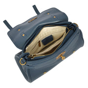 Womens Leather Handbag Top Handle Satchel with Braided Handle Casual Fashion Bag Swag Navy