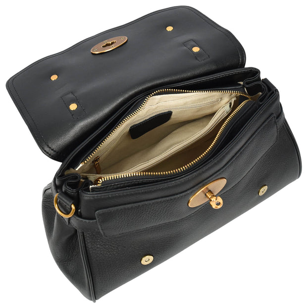 Womens Leather Handbag Top Handle Satchel with Braided Handle Casual Fashion Bag Swag Black