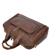 Real Leather Travel Holdall Mid Size Weekend Carry on Overnight Bag A008 Rust Brown