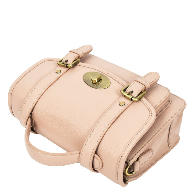 Woman's Leather Crossbody Satchel Handbag, Top Handle Purse with Gold Hardware Fallon