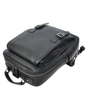 Premium Leather Backpack for Mens Hiking Travelling Casual Daypack A185 Black