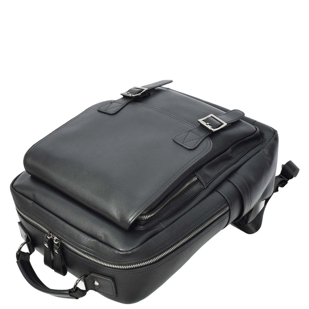 Premium Leather Backpack for Mens Hiking Travelling Casual Daypack A185 Black