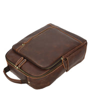 Real Leather Backpack Laptop USB Port Multiple Pockets Rucksack A176 Rust Brown