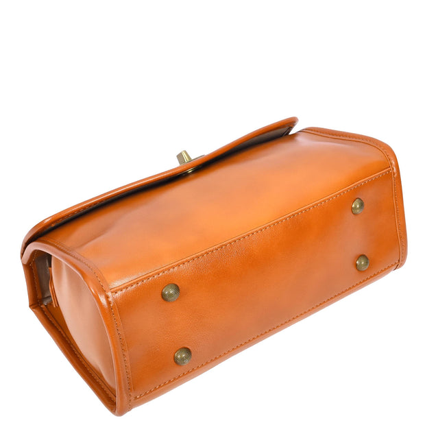 Womens Smooth Leather Crossbody Bag Casual Outgoing Top Handle Handbag A029 Tan-6
