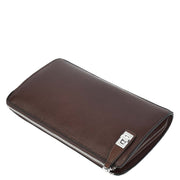 Real Leather Mens Wrist Organiser Zip Top Business Travel Clutch Bag Caba Brown