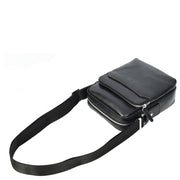Mens Real Leather Cross Body Bag Small Size Messenger Business Travel Organiser Pouch Baggi Black