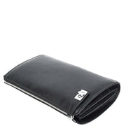 Real Leather Mens Wrist Organiser Zip Top Business Travel Clutch Bag Caba Black