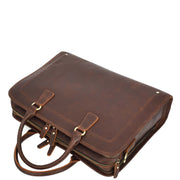 Real Leather Briefcase Multi Pockets Laptop Carrier Business Office Bag AG5A Rust Brown