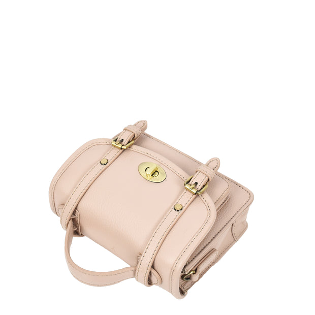 Leather Mini Crossbody Handbag For Womens, Top Handle Satchel Purse with Gold Hardware Trinket