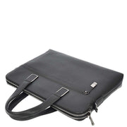 Real Leather Laptop Briefcase For Business Work Crossbody Style Bag A977 Black